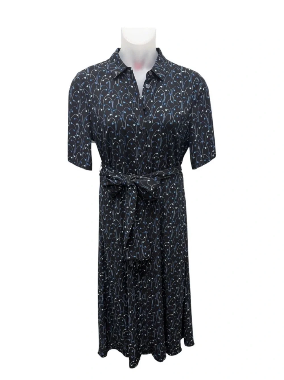 kate spade Blue Maxi Dress with Blue Vine Print and Tie Waist
